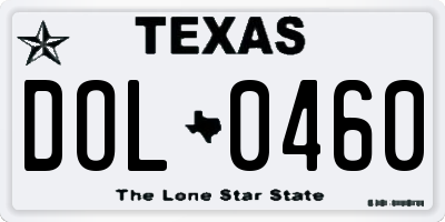 TX license plate DOL0460