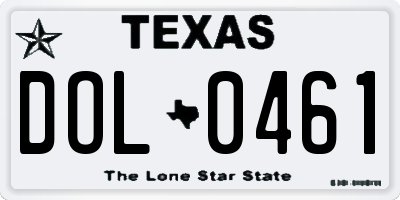 TX license plate DOL0461