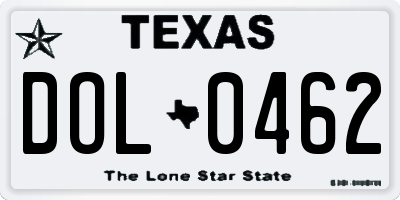 TX license plate DOL0462
