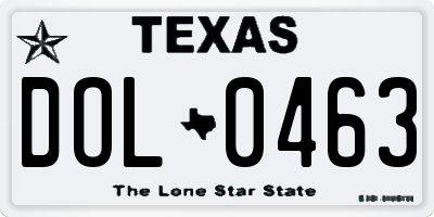TX license plate DOL0463