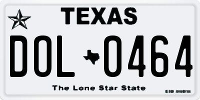 TX license plate DOL0464