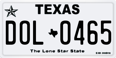 TX license plate DOL0465