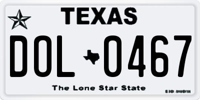 TX license plate DOL0467