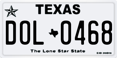 TX license plate DOL0468