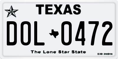 TX license plate DOL0472