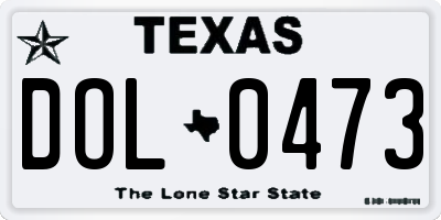 TX license plate DOL0473