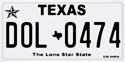 TX license plate DOL0474