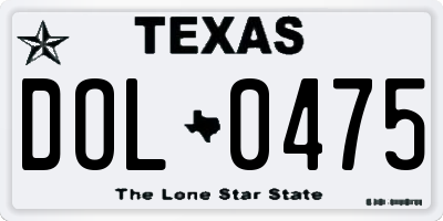 TX license plate DOL0475