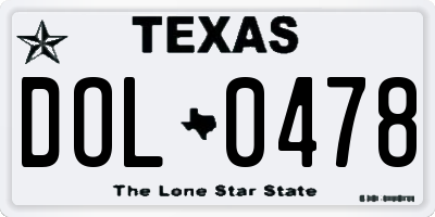 TX license plate DOL0478