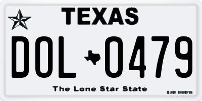 TX license plate DOL0479
