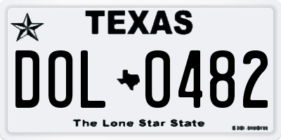 TX license plate DOL0482
