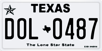 TX license plate DOL0487