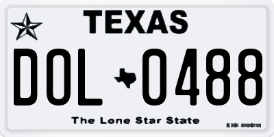 TX license plate DOL0488