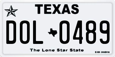 TX license plate DOL0489