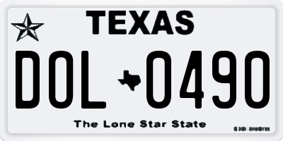 TX license plate DOL0490