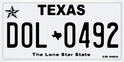 TX license plate DOL0492