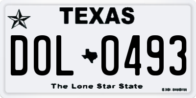 TX license plate DOL0493