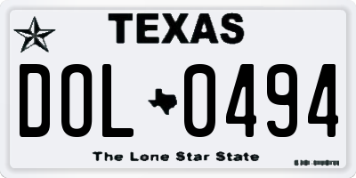 TX license plate DOL0494