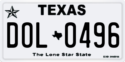 TX license plate DOL0496