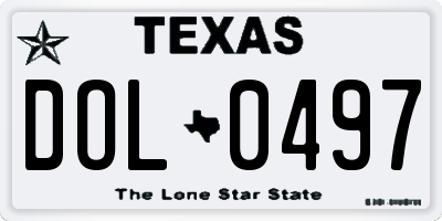 TX license plate DOL0497