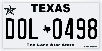 TX license plate DOL0498