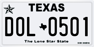 TX license plate DOL0501