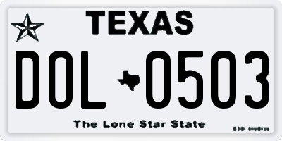TX license plate DOL0503