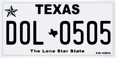 TX license plate DOL0505