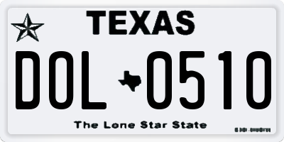 TX license plate DOL0510