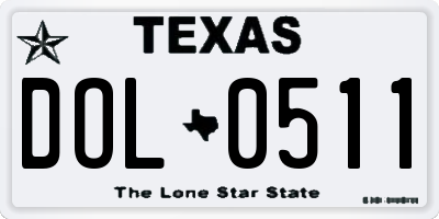 TX license plate DOL0511