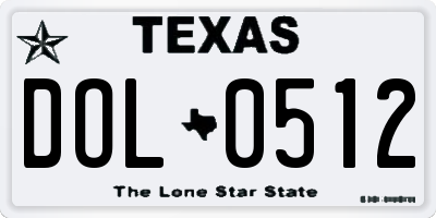 TX license plate DOL0512
