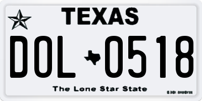 TX license plate DOL0518