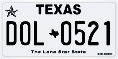 TX license plate DOL0521