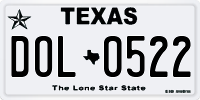 TX license plate DOL0522