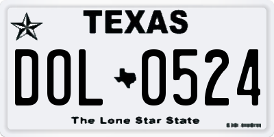 TX license plate DOL0524