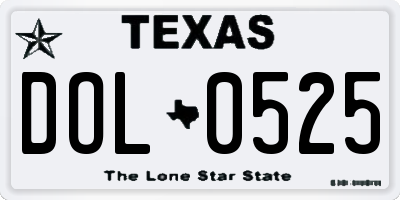 TX license plate DOL0525
