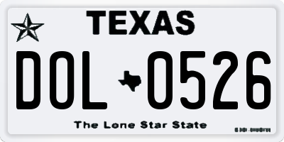 TX license plate DOL0526