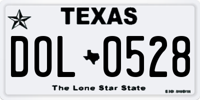 TX license plate DOL0528