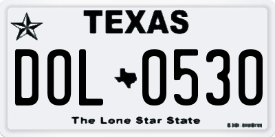 TX license plate DOL0530