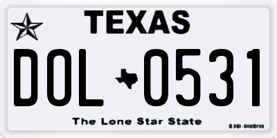 TX license plate DOL0531