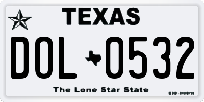 TX license plate DOL0532
