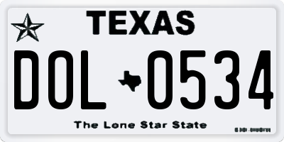 TX license plate DOL0534