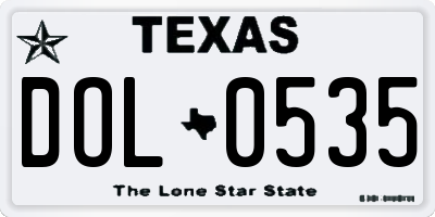 TX license plate DOL0535
