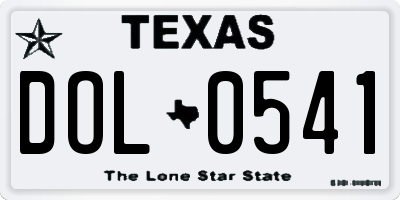 TX license plate DOL0541