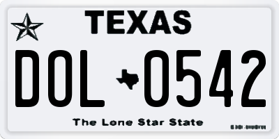 TX license plate DOL0542