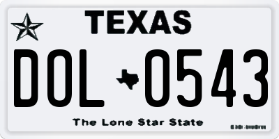 TX license plate DOL0543
