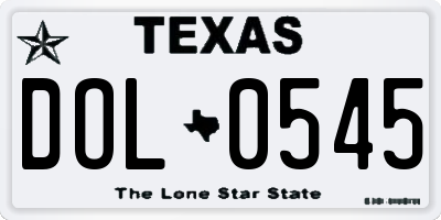 TX license plate DOL0545
