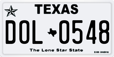 TX license plate DOL0548