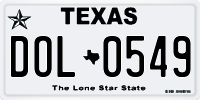 TX license plate DOL0549