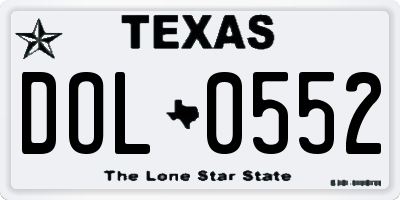 TX license plate DOL0552
